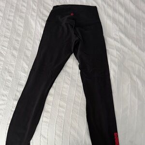 Black and red Lululemon Allign leggings 25"